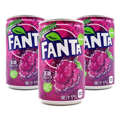 6 банок бесплатная доставка Япония Fanta Fanta Fanta Виноградный виноградный виноградный виноград Jacus Карбонированный напиток 160 мл*3 фруктового сока 1%