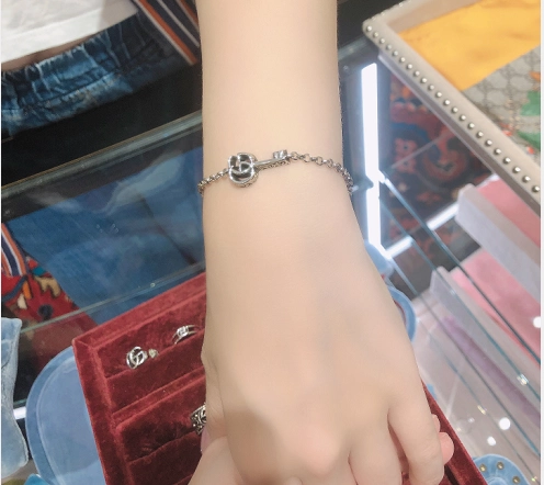 Gucci, ретро серебряный браслет, подвеска для ключей для влюбленных, серебро 925 пробы