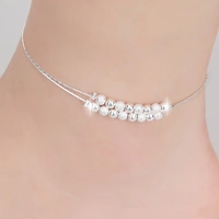 Phiên bản Hàn Quốc của thời trang mạ bạc 925 sterling chuông mờ hạt vòng chân nữ chuyển hạt phụ kiện thời trang đơn giản lắc chân nữ thủ công