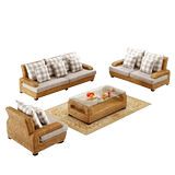 Виноградные стул диван -хар -лозы Комбинированная гостиная Комбинация Пять кусочков ротанного искусства бамбук Индонезия Импортированная мебель из ротанга TD TD