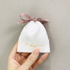 Комплектующие для упаковки 【100只起订】首饰品珠宝收纳束口白色麂皮绒布袋小量印logo定制