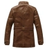 Mùa đông nam phần dài cộng với nhung da Châu Âu và Mỹ retro da áo gió áo khoác thanh niên rửa đầu máy PU leather jacket triều áo khoác bomber Quần áo lông thú