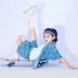 Trang phục khiêu vũ trẻ em đường phố hiphop ngắn tay hoa điều denim quần short phù hợp với bé gái trang phục hip-hop thủy triều chàng trai - Quần jean quần jean trẻ em xuất khẩu Quần jean