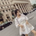 2018 mùa thu mới Hàn Quốc khí ve áo năm điểm tay áo với eo túi thêu Một từ váy váy nữ