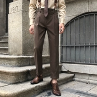 MCCEVTG Костюм, мужские ретро штаны в английском стиле для отдыха, свободный прямой крой