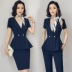 Ai Shangchen mùa hè mặc chuyên nghiệp phù hợp với phụ nữ váy ngắn tay khí chất kích thước lớn OL công cụ tiếp viên đồng phục quần yếm - Bộ đồ