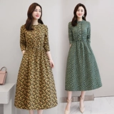 Платье, длинный весенний лонгслив, осенний хлопковый корсет, в цветочек, с рукавом, в корейском стиле, по фигуре, А-силуэт