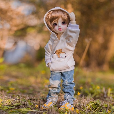 taobao agent [Spot without complement] BJD6 points baby clothing Corgi PP set card meat Bjdbjd jeans sweater