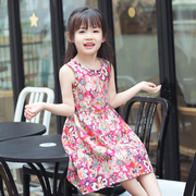Cô bé ăn mặc cotton 4 mùa hè 5 cô gái dây đeo váy 6 trẻ em 7 bãi biển váy 8 Hàn Quốc phiên bản của váy hoa 9 tuổi