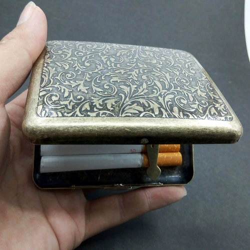 Мужской портсигар, портативная ультратонкая креативная ретро металлическая медная коробка