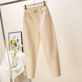 Бежевые джинсы, осенние штаны, коллекция 2021, высокая талия, по фигуре
