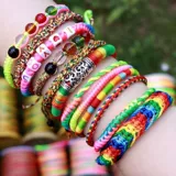 Красочный плетеный браслет ручной работы, разноцветный набор материалов, связать своими руками