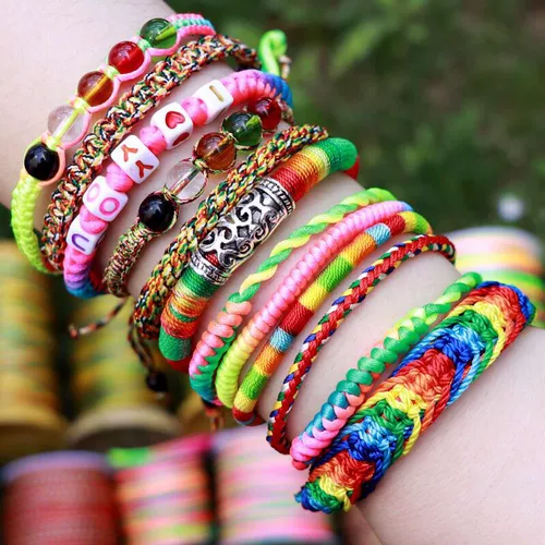 Красочный плетеный браслет ручной работы, разноцветный набор материалов, связать своими руками