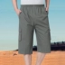 Trung niên quần short nam cắt quần giản dị cha đàn hồi cotton lỏng eo cao cộng với chất béo kích thước lớn bãi biển 7 quần quần áo big size nam Cực lớn