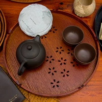 Đĩa gỗ Bộ ấm trà Nhật Bản khay trà bằng gỗ hộ gia đình chén tròn tròn đơn giản tách phòng khách sáng tạo - Tấm khay gỗ đựng đồ ăn