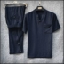 Trung quốc phong cách mùa hè phần mỏng phù hợp với vải lanh Tang phù hợp với nam ngắn tay t-shirt cotton và linen shirt kích thước lớn lỏng trung niên Hanfu Bộ đồ
