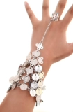 Этнический аксессуар, браслет, кольцо, золотой серебряный комплект, блестки для ногтей, Индия