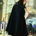 2017 mùa thu và mùa đông phụ nữ mới của Hàn Quốc phiên bản của kích thước lớn dài len áo choàng màu đen lỏng khăn choàng áo