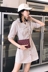 Hàn Quốc Chic Retro kẻ sọc mỏng đơn ngực ngắn tay ăn mặc thanh lịch khí V-cổ áo váy nữ mùa hè 	váy hack eo Váy eo cao