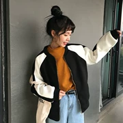 Mùa thu và mùa đông của phụ nữ phiên bản Hàn Quốc của phong cách Harajuku sang trọng retro kết hợp cổ áo len lỏng áo khoác dài tay áo khoác cardigan - Áo Hàn Quốc