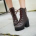 Giày nữ mùa đông dày với giày cao đến mắt cá chân Giày cao gót cỡ lớn giày boot nữ xịn Giày ống