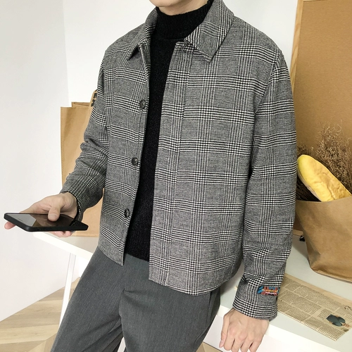 Модные шерстяные щипцы, короткая трендовая мужская куртка для отдыха, Южная Корея, свободный крой