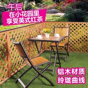 Vườn Nhật Bản Bàn gỗ rắn Ghế cà phê Quầy bar ngoài trời Đồ nội thất gấp Ban công Nhật Bản Sea Mountain Bàn ghế ngoài trời - Bàn ghế ngoài trời / sân