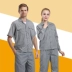 Mùa hè ngắn tay yếm dài tay nửa tay phù hợp với nam giới và phụ nữ kỹ thuật quần áo dịch vụ nhà máy tự động sửa chữa làm việc quần áo bảo vệ quần áo áo khoác đồ bộ ống rộng Bộ đồ