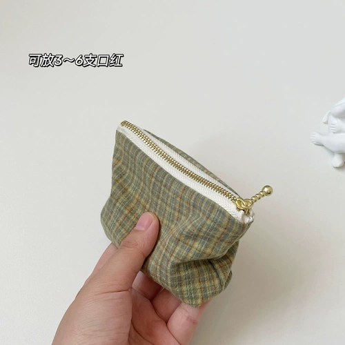 Маленький классический ретро кошелек, мягкая ткань, помада, красная сумка-органайзер, картхолдер