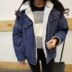 Mùa thu và mùa đông mới denim dày lông cừu áo khoác nữ phiên bản Hàn Quốc của áo khoác ngắn và nhung cotton hoang dã áo kiểu trung niên u50 Áo khoác ngắn