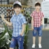 Trai ngắn tay áo 2018 mới mùa hè ăn mặc trẻ em lớn của áo sơ mi 12 trẻ em Hàn Quốc phiên bản của thủy triều 15 mùa hè bông áo sơ mi Áo sơ mi