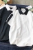 Hồng Kông phong cách ngắn tay polo áo sơ mi nam Harajuku phong cách bf mùa hè sinh viên ins các cặp vợ chồng trang trí cơ thể sọc ve áo T-Shirt xu hướng áo polo đẹp Polo