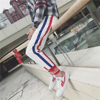 Harajuku phong cách nhanh tay người đàn ông màu đỏ với quần nam bf Slim Hàn Quốc phiên bản của xu hướng chín quần thể thao giản dị quần mùa xuân và mùa hè