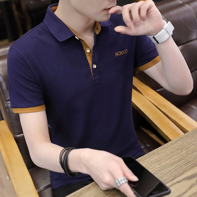 Mùa hè người đàn ông mới của t-shirt ngắn tay áo polo Hàn Quốc phiên bản của xu hướng áo sơ mi nửa trục cơ thể 桖 men chì áo sơ mi áo thun form rộng nam Áo phông ngắn
