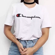 Thương hiệu đường phố Mỹ Champion Champion áo thun ngắn tay thêu cổ điển c cỏ lớn viết logo nam và nữ áo đôi