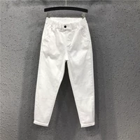 Брендовые осенние белые джинсы-шаровары, штаны, эластичная талия, подходит для подростков