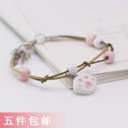 Gốm vòng đeo tay nữ Hàn Quốc phiên bản của nhỏ tươi Sen sinh viên handmade dệt động vật đồ trang sức ngọt ngào bán buôn 10 nhân dân tệ hoặc ít hơn
