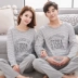 Bộ đồ ngủ đôi cotton dài tay mùa xuân và mùa thu nữ phiên bản Hàn Quốc của phần mỏng XL lỏng nam phù hợp với đồ hai dây đồ bộ pijama Cặp đôi