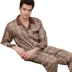 Bộ đồ ngủ nam bằng lụa mùa thu lụa satin dài tay trung niên cha lụa nam mùa xuân và bộ đồ mùa thu 2018 mới đồ bộ trung niên Bộ Pajama