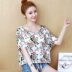 Cotton lụa T-Shirt ngắn tay lỏng kích thước lớn của phụ nữ mùa hè mẹ nạp lão hóa bụng bụng cotton lụa hoa top Quần áo của mẹ
