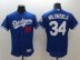 MLB Dodgers Jersey Dodgers Đồng phục bóng chày 34 VALENZUELA Đào tạo thi đấu tay áo ngắn màu xanh và trắng - Thể thao sau bộ adidas nữ cộc tay Thể thao sau