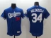 MLB Dodgers Jersey Dodgers Đồng phục bóng chày 34 VALENZUELA Đào tạo thi đấu tay áo ngắn màu xanh và trắng - Thể thao sau