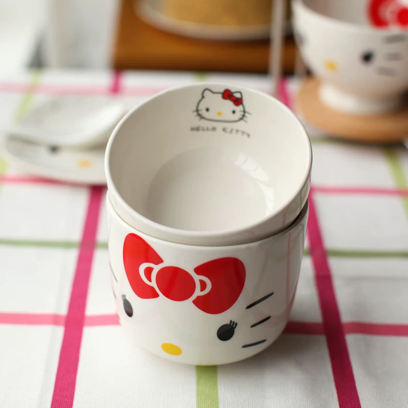 Hello kitty, японская креативная мультяшная посуда, керамический набор, миска для супа со стеклом