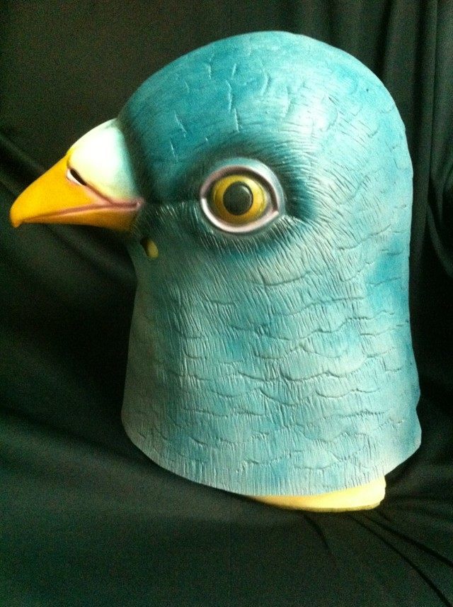 跨境万圣节乳胶灰白鸽子头套 舞会变装面具 动物小鸟头套批发