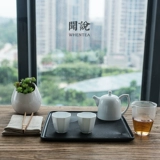 Вэнь Ян | Черный керамический чайный поднос в японском стиле сухой пейзаж керамический горшок внутри маленького чайного стола Хранение воды Простой бытовой сухой пузырь