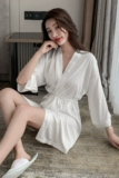 Сексуальная пижама, шелковый белый японский банный халат, в корейском стиле, с лямками, короткий рукав