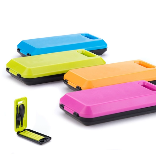 Дорожная детская экологичная посуда для путешествий, портативный комплект, коробка, 3 предмета