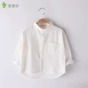 Áo sơ mi nam trẻ em mùa xuân và mùa thu bé trai áo dài tay 2019 mới nhỏ bé cổ áo cotton cổ áo mỏng phần áo trắng thủy triều - Áo sơ mi