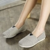 Giày vải nữ mùa hè thoáng khí một bàn đạp giày lười biếng tuổi Bắc Kinh giày vải nữ Hàn Quốc phiên bản thấp để giúp phẳng giày thường thủy triều