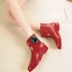 Thời trang Hàn Quốc nữ mưa khởi động mưa khởi động khởi động ngắn giày cao su dành cho người lớn giày không thấm nước không trượt khởi động sinh viên Hàn Quốc giày mùa hè